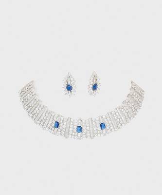 Blue diamond necklace set 2