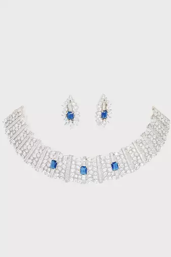 Blue diamond necklace set