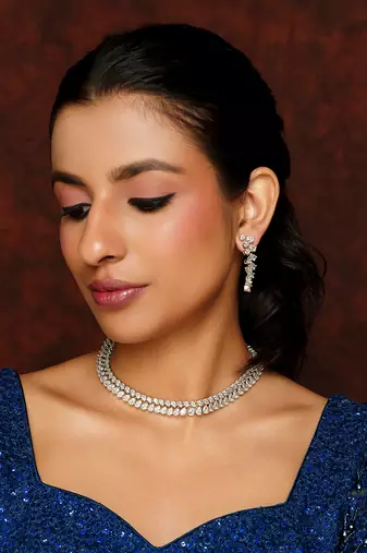White diamond necklace set