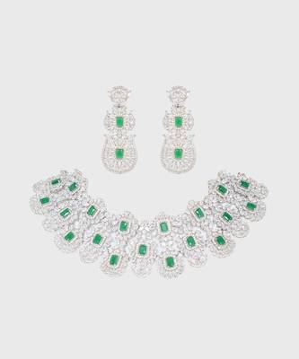 Green diamond necklace set 2
