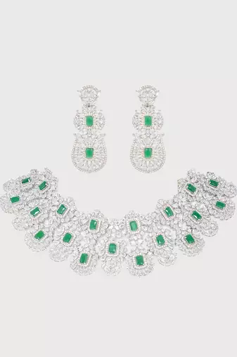 Green diamond necklace set