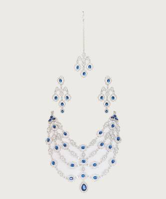 Blue diamond necklace set 1