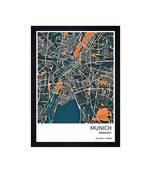 Chaque decor "munich map" texture paper framed art print 19.25 inches x 13.25 inches modern artperfect for home decor