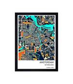 Chaque decor "amsterdam map" texture paper framed art print 19.25 inches x 13.25 inches modern artperfect for home decor