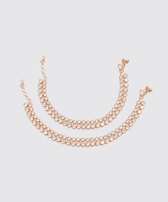Gold kundan, polki anklet 2