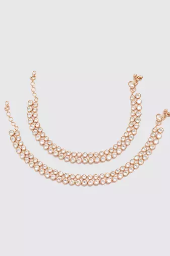 Gold kundan, polki anklet