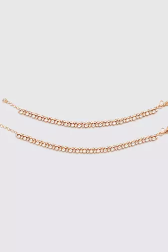 Gold kundan, polki anklet