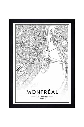 Chaque decor "montreal map" texture paper framed art print 19.25 inches x 13.25 inches modern artperfect for home decor