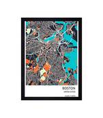 Chaque decor "boston map" texture paper framed art print 19.25 inches x 13.25 inches modern artperfect for home decor