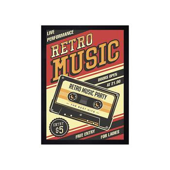 Chaque decor "retro music" texture paper framed art print 19.25 inches x 13.25 inches modern artperfect for home decor 1