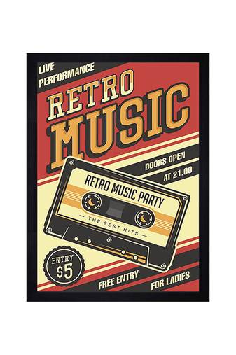 Chaque decor "retro music" texture paper framed art print 19.25 inches x 13.25 inches modern artperfect for home decor