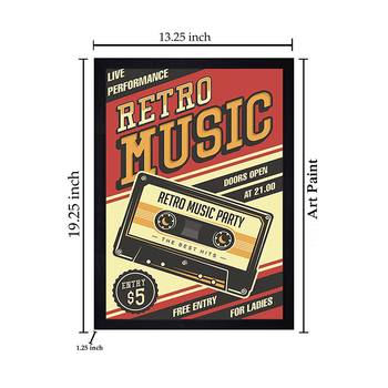 Chaque decor "retro music" texture paper framed art print 19.25 inches x 13.25 inches modern artperfect for home decor 2