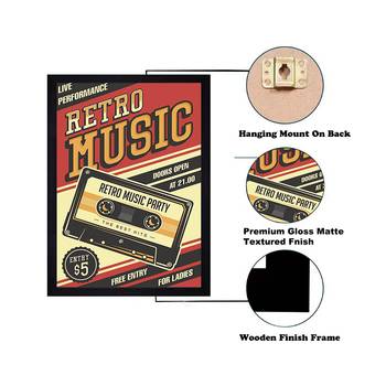 Chaque decor "retro music" texture paper framed art print 19.25 inches x 13.25 inches modern artperfect for home decor 3
