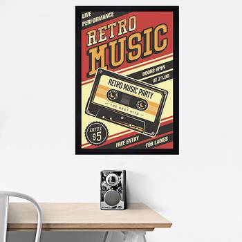 Chaque decor "retro music" texture paper framed art print 19.25 inches x 13.25 inches modern artperfect for home decor 4