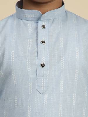 Boy's blue floral printed cotton kurta pajama for kid's ethnicwear 4