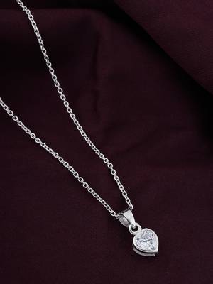 925 sterling silver rhodium plated heart diamond pendant chain with earring set 3