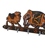 Wooden camel elephant mulitcolor painted key chain with rajathani art