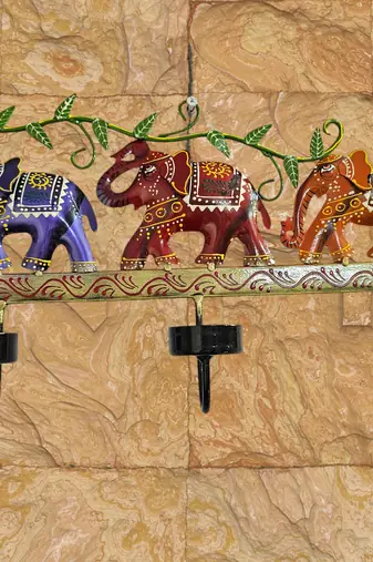 Iron elegance elephant candle wall art