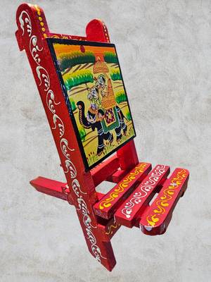 Wooden chair-style red mobile stand 1