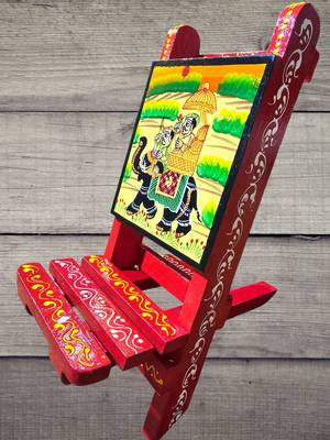 Wooden chair-style red mobile stand 3