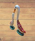 Set of 2 metal white swan decor