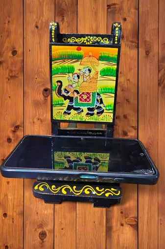Wooden black painted handcrafted chair mobile stand for you