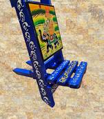 Wooden blue painted handcrafted chair mobile stand
