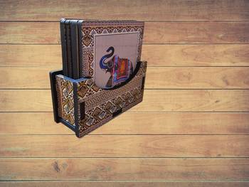 Wooden multicolor elephent coster set 6 with rajathani art 1