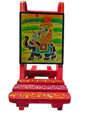 Wooden chair-style red mobile stand 4