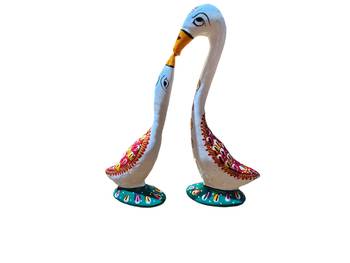 Set of 2 metal white swan decor 4