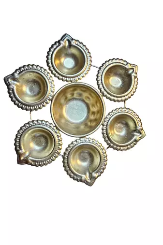 Golden metal diya urli for diwali pooja/ pooja