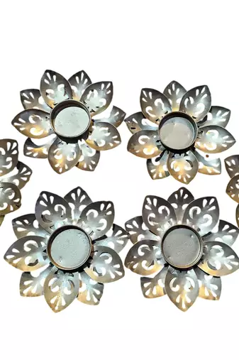 Iron jyot with leaves (set of 6)