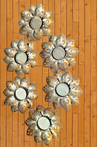 Iron jyot with leaves (set of 6)