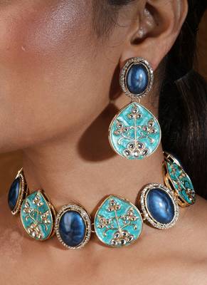 Blue & sea blue choker     festive elegance 1