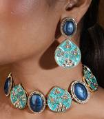 Blue & sea blue choker     festive elegance