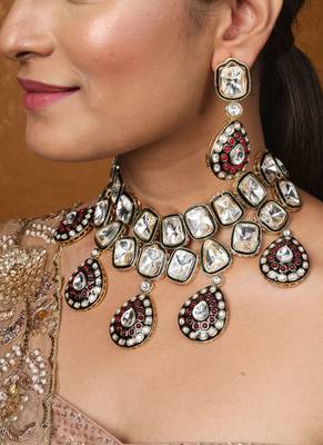 Kundan choker with jaipur jadau work bridal jewellery 1