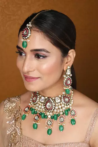 Kundan choker with jaipur jadau work     bridal jewellery