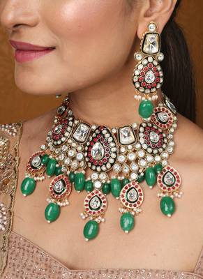 Kundan choker with jaipur jadau work     bridal jewellery 1