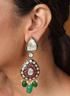 Kundan long necklace with jaipur jadau work     bridal jewellery 2