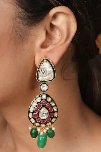 Kundan long necklace with jaipur jadau work     bridal jewellery