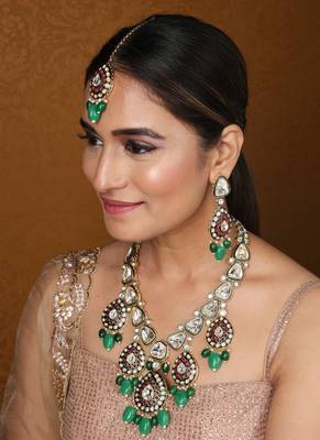 Kundan long necklace with jaipur jadau work     bridal jewellery 3