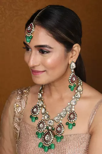 Kundan long necklace with jaipur jadau work     bridal jewellery