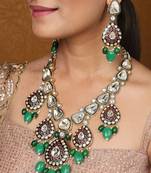 Kundan long necklace with jaipur jadau work     bridal jewellery