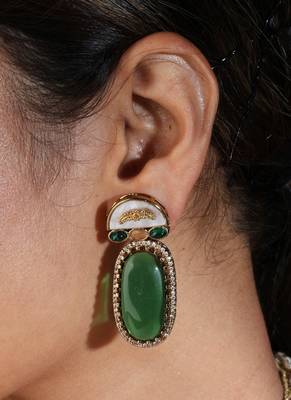 Designer choker with statement red & green stones 2