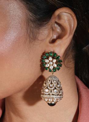 Hasli style necklace with green american stones     statement piece 2