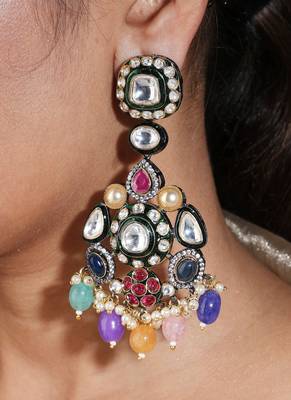 Multicolor statement choker with jaipur jadau work 2