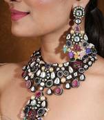 Multicolor statement choker with jaipur jadau work