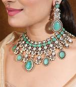 Bridal choker with mint green stones and kundan