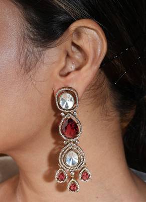 Bridal ruby stone layer necklace set with earrings and maang tikka 2