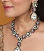 Jaipur jadau work necklace set with kundan stones
